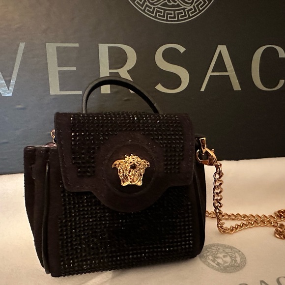 Versace Suede crystal embellished mini bag NEW ( AUTHENTIC) - Picture 7 of 16